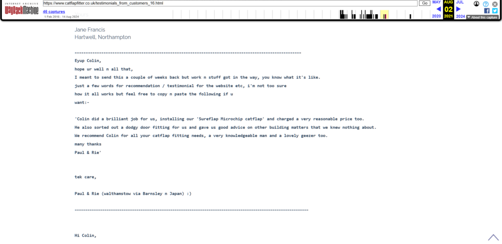 Just one of my favourite Testimonials, I hope your voice reader reads it to you 